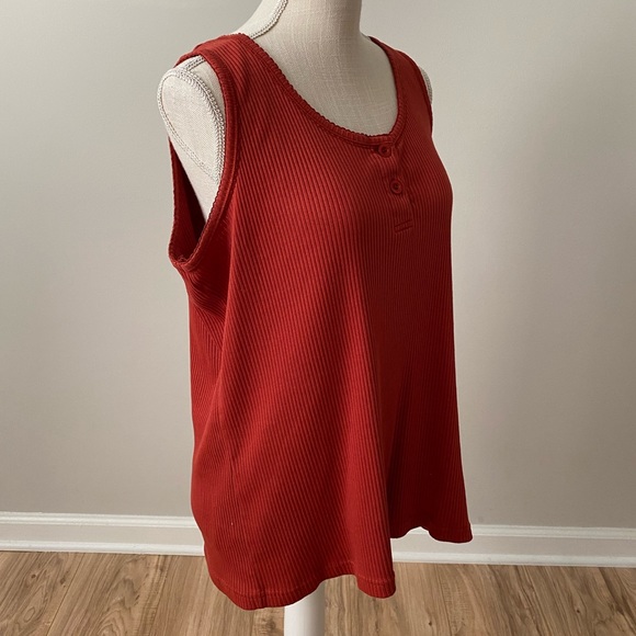 Ribbed Sleeveless Tank Orange - Picture 3 of 7